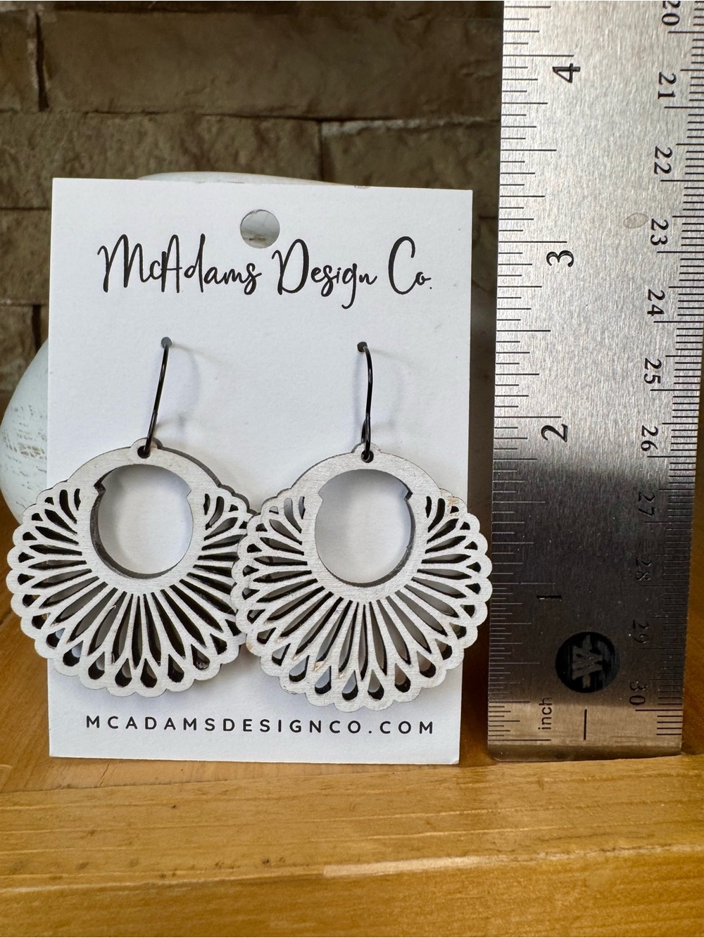 McAdams Design Co. White Laser-Cut Hoop Earrings - Picture 3 of 3